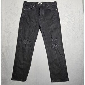 Free People We The Free Jeans Womens 30 (Fits 33x28) Black Distressed Straight‎
